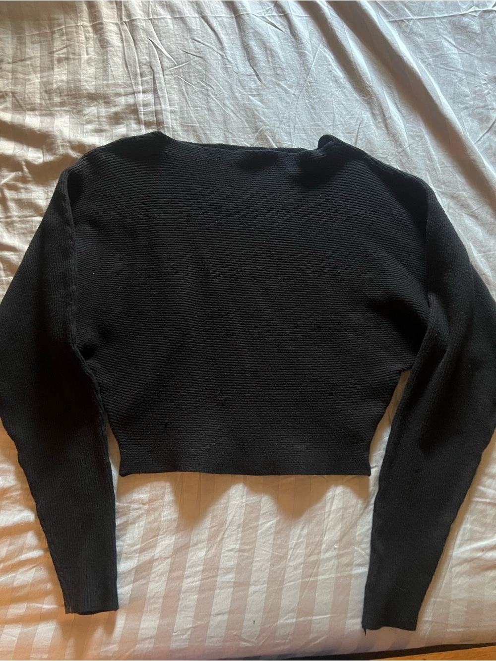Ardene Black Cropped Ribbed Knit Top